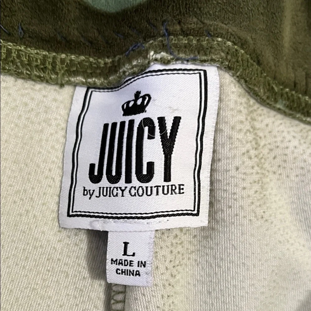 Juicy Couture Green Camouflage Straight Leg Pants size L womens pull on pockets - Picture 5 of 7